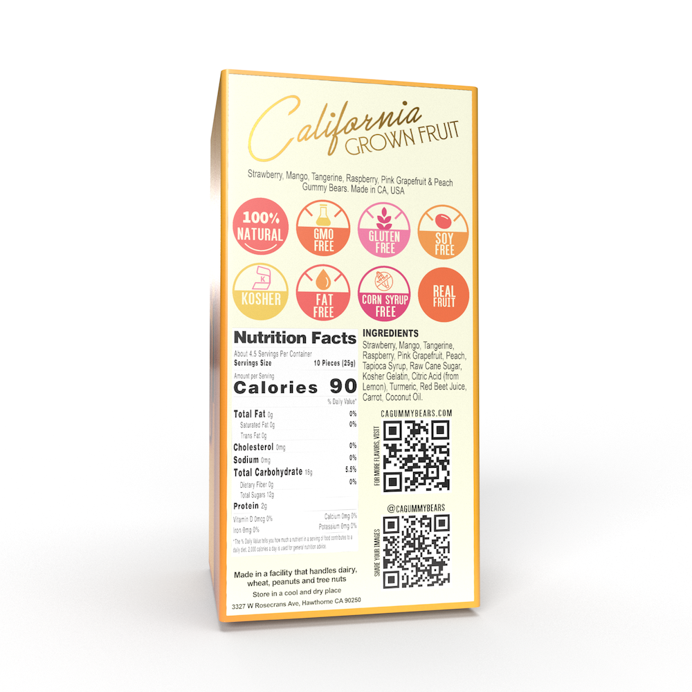 California Gummy Bears Fruit Mix Yellow Bow Box Taste the Season's