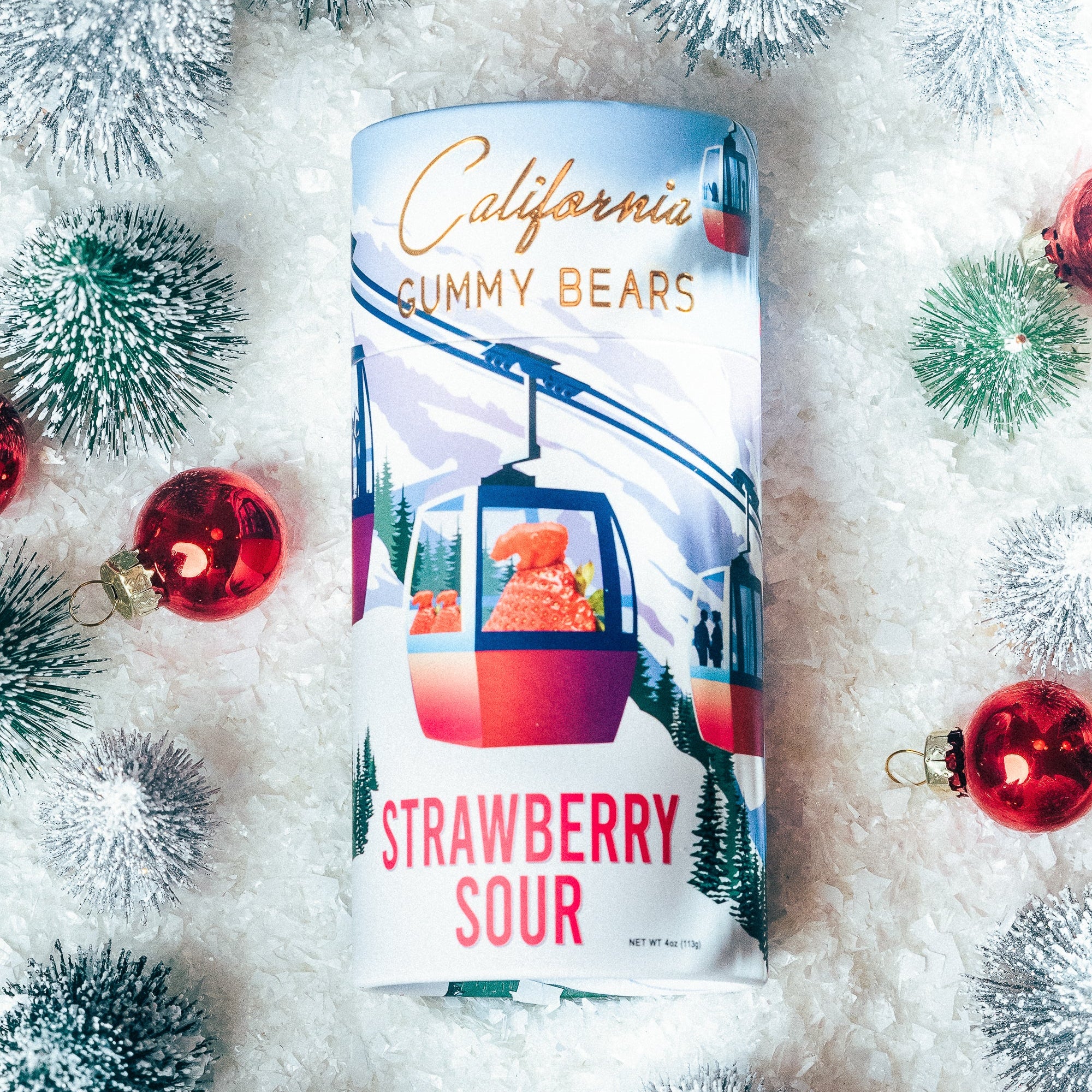 Holiday Sour Strawberry Gummy Bears Candy