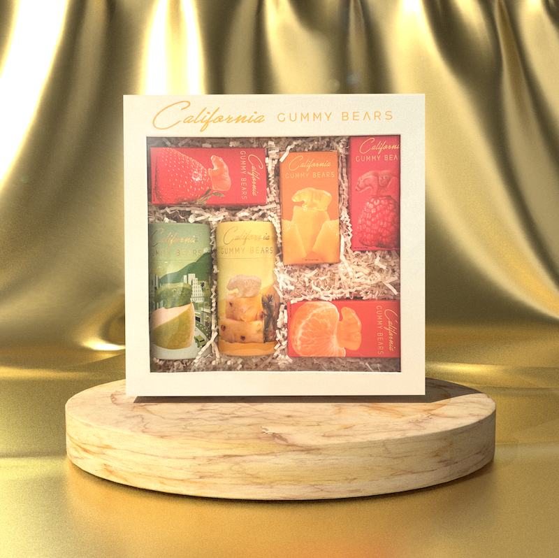 California Fruit Lovers - Gift Box Gummy Bears. Candy made in California, USA