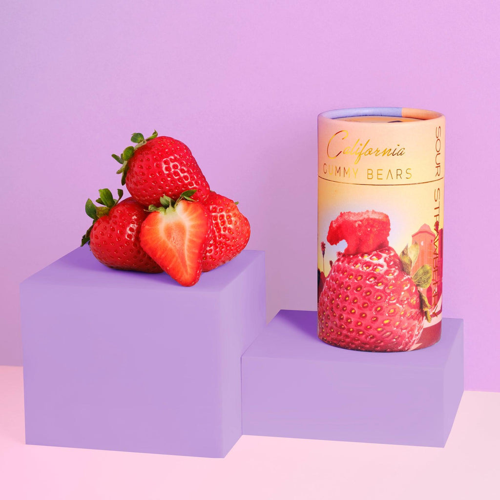 Vegan Organic Gummy Bears - Sour Strawberry - Sustainable All Natural Gummies