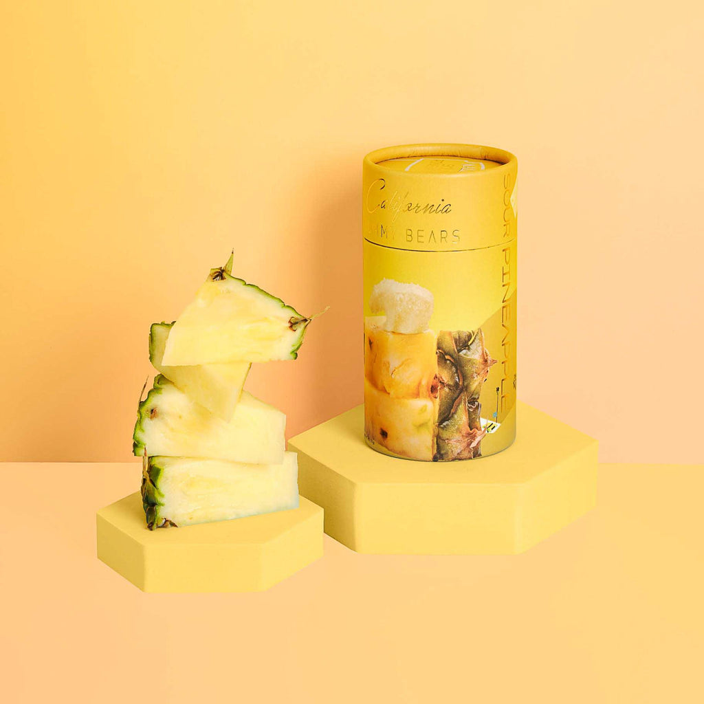 Sour Pineapple Gummies - Vegan Organic Gummy Bears by California Gummy Bears - Malibu Beach