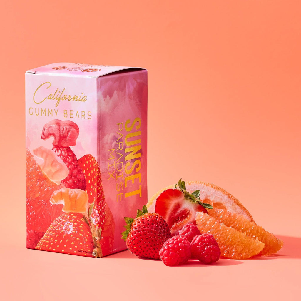 California Gummy Bears - All Natural Gummy Bears - Sunset Paradise - Strawberry Raspberry Pink Grapefruit