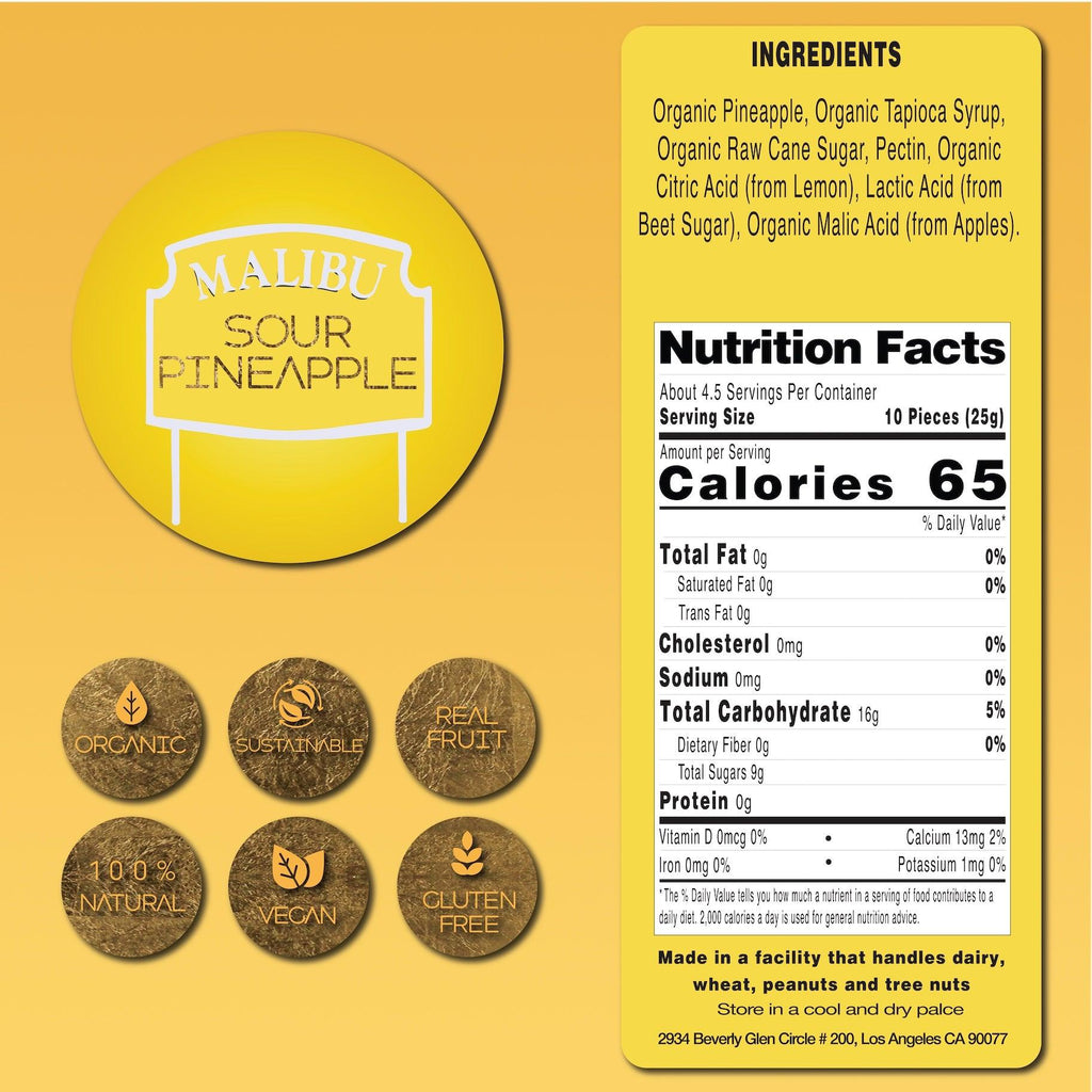 Sustainable Organic Gummy Bears and Candies by California Gummy Bears - Pineapple Sour Malibu Gift Box